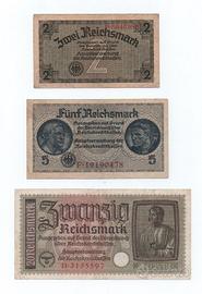 Germania  - lotto di 3 banconote  reich 1940-44