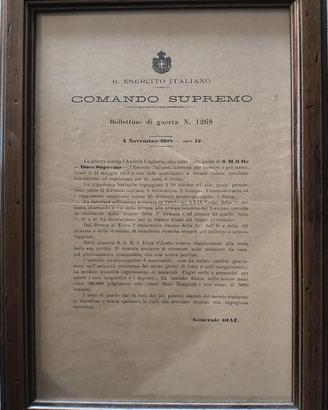 Bollettino di guerra datato 4 Novembre 1918
