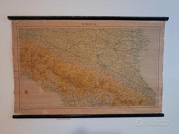  antica cartina  geografica   scolastica anni 60