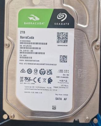 hard disk 2tb seagate sata super veloce