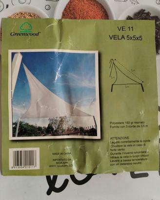Vela triangolare poliestere resinato 5x5x5 NUOVA.