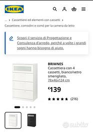 Come Nuova! Cassettiera Ikea Brimnes 4 cassetti