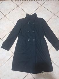 Cappotto con martingala in lana vergine nero tg.44
