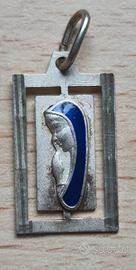 Argento 925 Ciondolo Madonna Blu