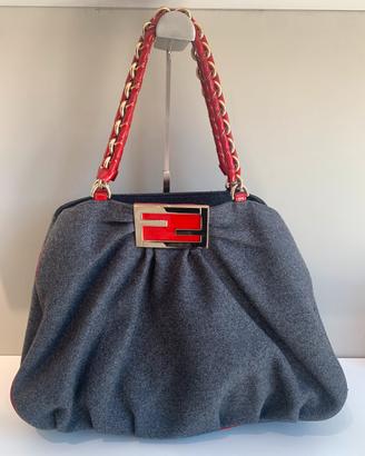 Fendi borsa in lana grigio