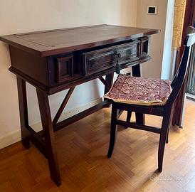Scrivania tavolo in legno con cassetto