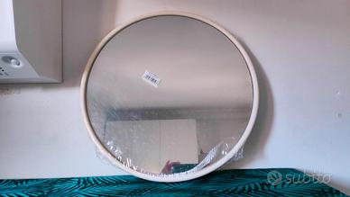 specchio tondo bianco nuovo