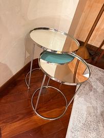 Tavolino componibile in acciaio con specchio