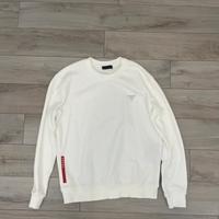 Felpa prada bianca con dettaglio rosso Taglia M