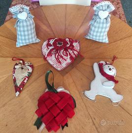 set 6 pezzi in stoffa per albero di Natale 