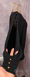 Blusa voile nera semi velata elegante M/L/