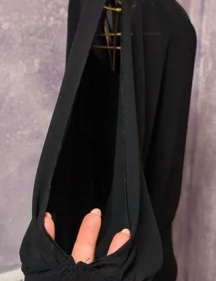 Blusa voile nera semi velata elegante M/L/