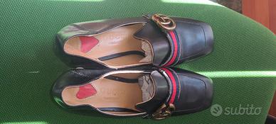 MOCASSINO GUCCI NERO GG PEYTON TACCO MEDIO PELLE P