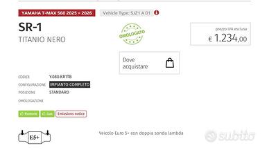 Scarico SR-1 TITANIO NERO Tmax 560 25/26 eu5+