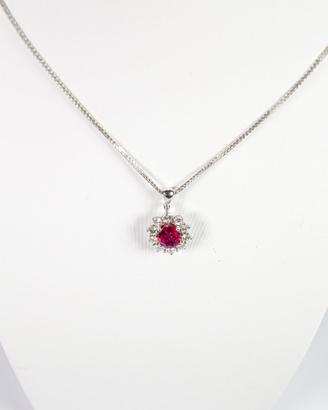Collana in oro con rubino e diamanti