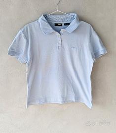 Polo donna Fila, tg L, vintage, cotone, azzurra 