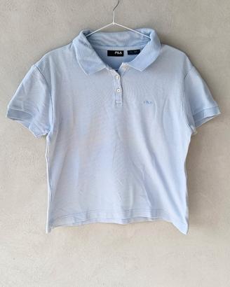 Polo donna Fila, tg L, vintage, cotone, azzurra 