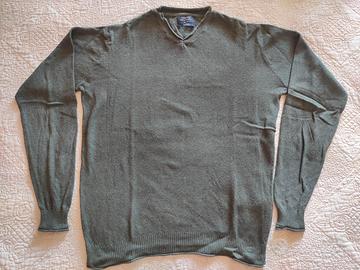 Maglia slim fit in cotone verde taglia M