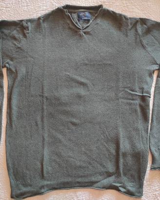 Maglia slim fit in cotone verde taglia M