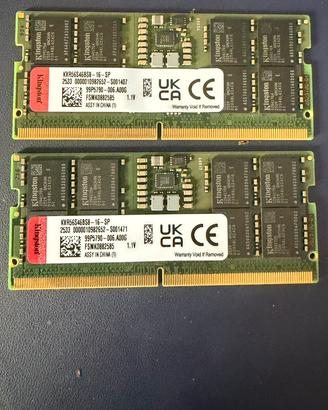 32 GB Sodim Kingston 16Gbx2 DDR5 5600mh