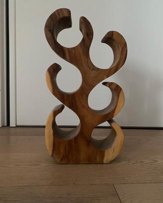 Portabottiglie in legno massello - scultura arredo