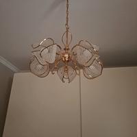 lampadario vintage in cristallo e bagnato oro 