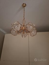 lampadario vintage in cristallo e bagnato oro 