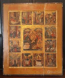 ICONA RUSSA ANTICA XVIII SECOLO – RESURREZIONE