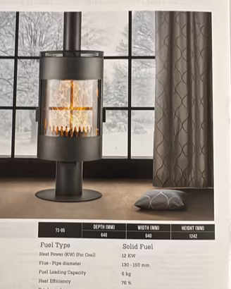 STUFA A LEGNA ROTONDA mod.TS05 da12kw DOPPIA PORTA