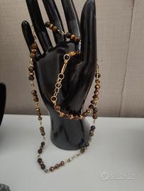 collana+bracciale agata  cristalli, ottone 