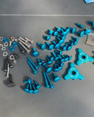 Kit viti carena ergal blu + ghiere forcella R6 ‘03