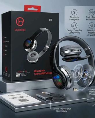 BEOTES FH AU105 Cuffie Bluetooth LED FM Micro-SD