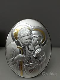Icona sacra famiglia oro argento nuova