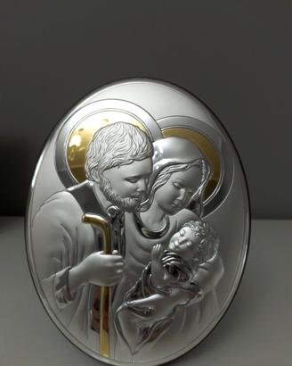Icona sacra famiglia oro argento nuova