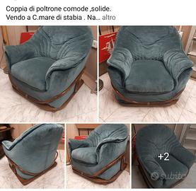 coppia poltrone ampie ,seduta solida, tessuto sano