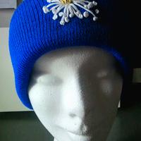 Berretto Blu Elettrico con Ricamo Artigianale 3D