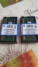 ram DDR3 1066 notebook 2 banchi 4gb l'una 