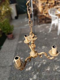 lampadario in bronzo a tre luci