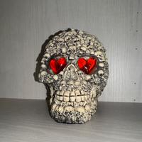 Teschio gotico decorativo con occhi Led rossi