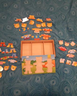 Gioco orsi in legno da comporre per bambini