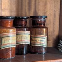 Set 3 barattoli da farmacia in vetro ambrato 