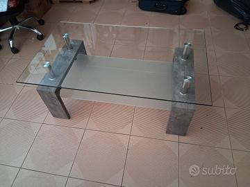 Tavolino vetro e pietra