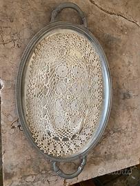 Set Vintage: Grande Vassoio in Peltro Martellato