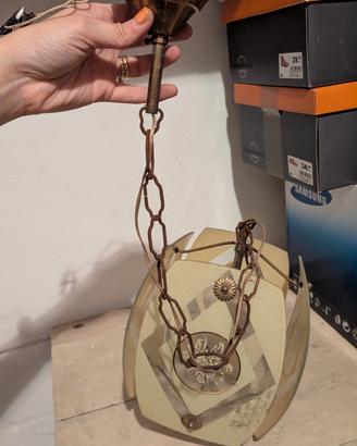 Lampadario vintage anni 60 con petali in vetro