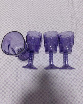 Set 4 calici di Halloween a forma di teschio/Viola