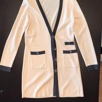 Twin set bianco/grigio, pura lana Luisa Spagnoli