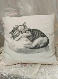 Cuscino arredo con stampa di gatti, nuovo, vintage