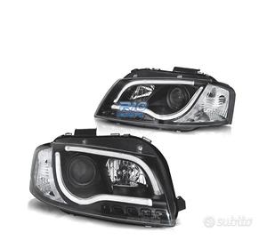 FARI AUDI A3 8P 03-08 CON DRL LED NERI