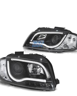 FARI AUDI A3 8P 03-08 CON DRL LED NERI