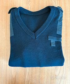 Maglione pullover militare collo a V in lana